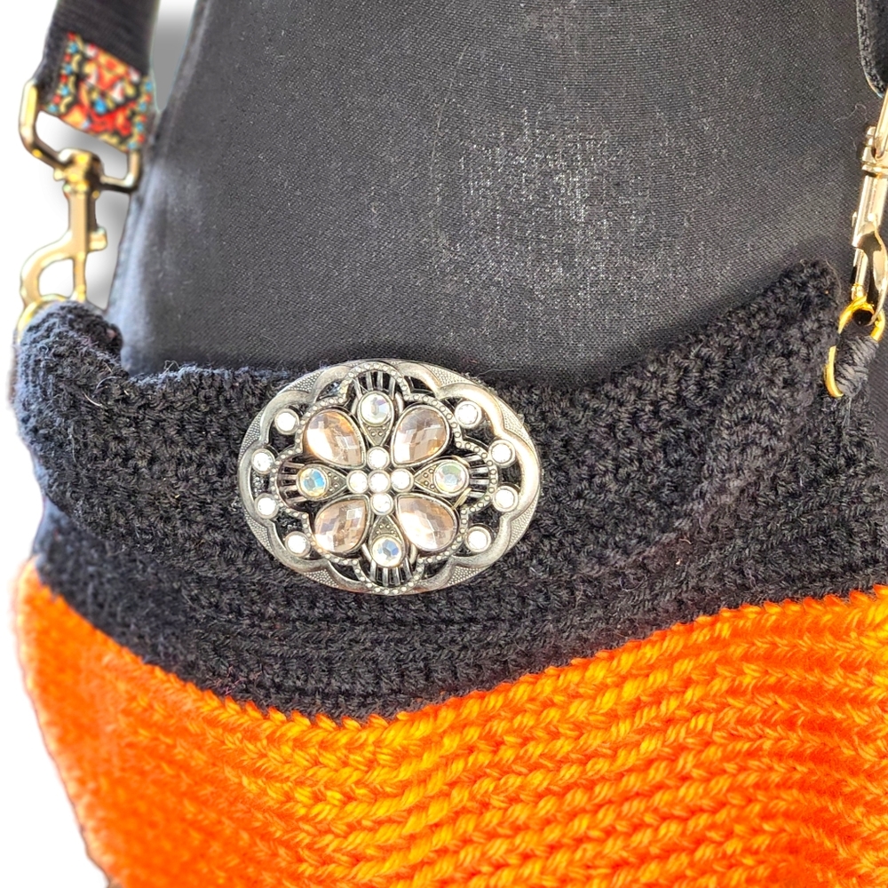 Handmade chrochet crossbody purse.